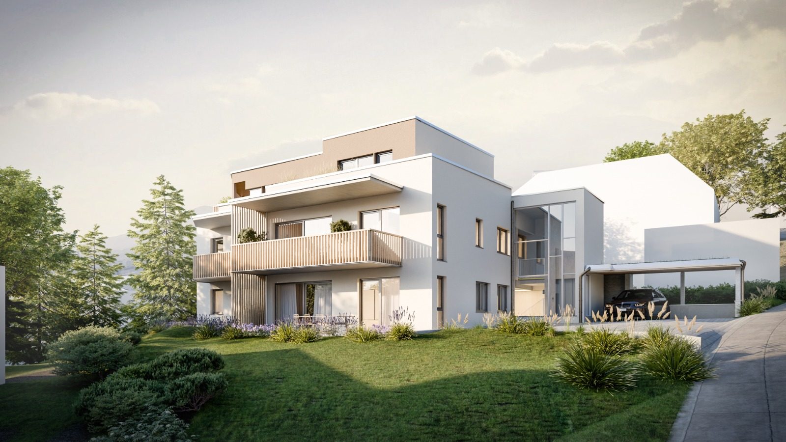 Blick vom Garten auf das Haus